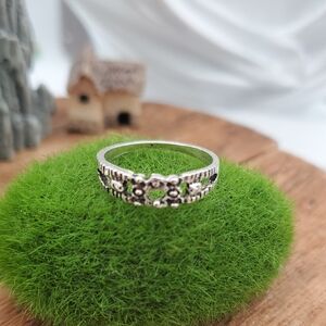 Vintage-Style Floral Milgrain Band Ring Women's‎ Ring R810 Size 6
